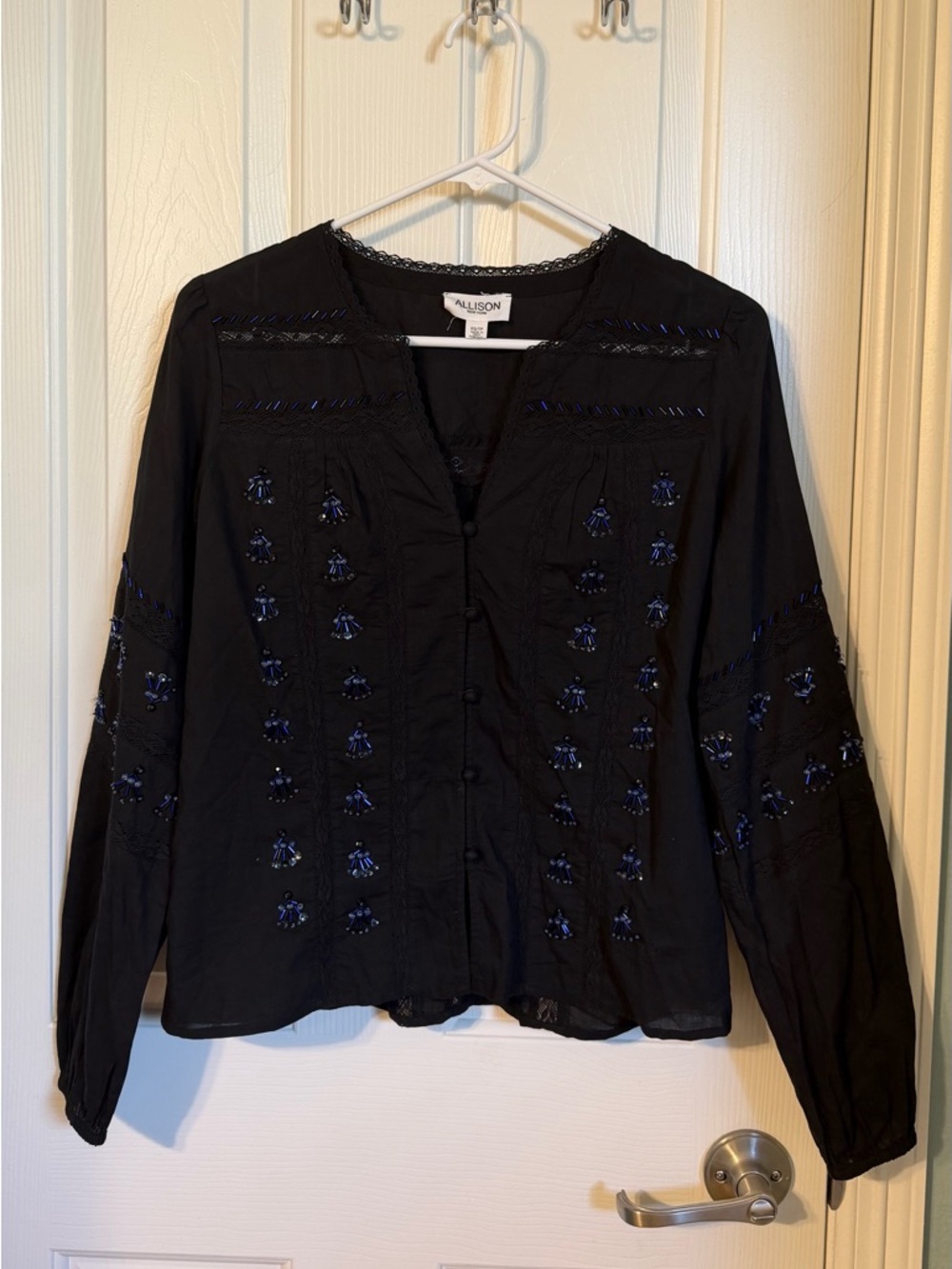 NEW Allison New York Beaded MAYA Boho Blouse XS